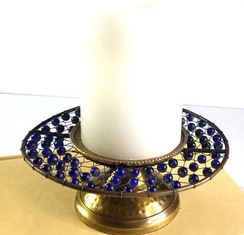 Hammered brass candle holder - hammered,